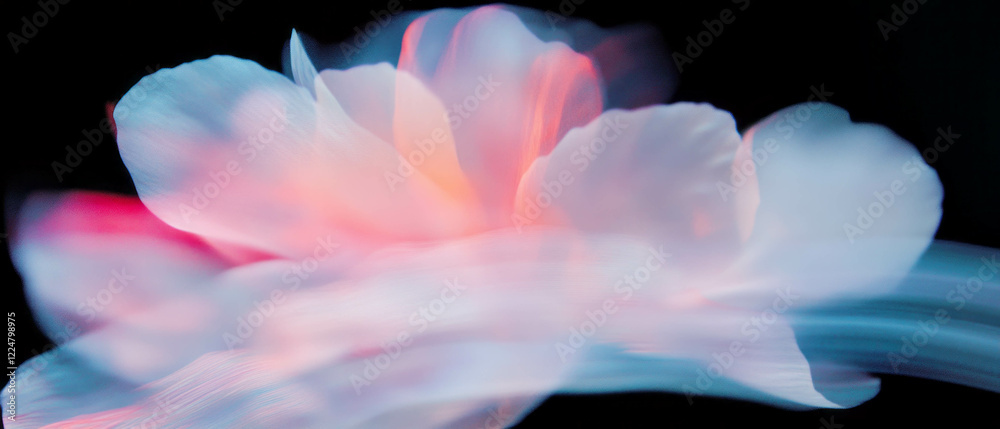 Poster delicate overlay texture of flower petals with soft blur against a dark background