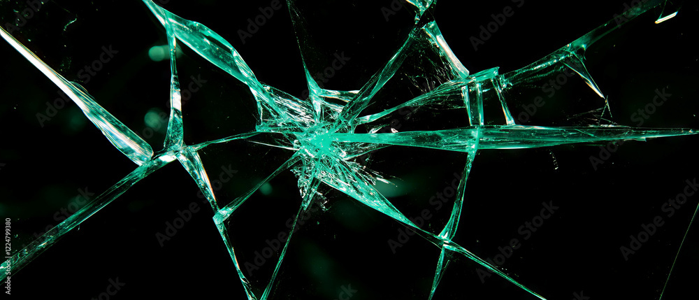 Poster distorted broken glass overlay texture with glitching effects on black background