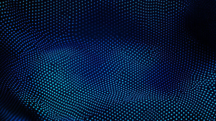 Fototapeta premium Abstract Blue Dotted Background Forms a Wavy Surface Dynamically with Digital Art Style