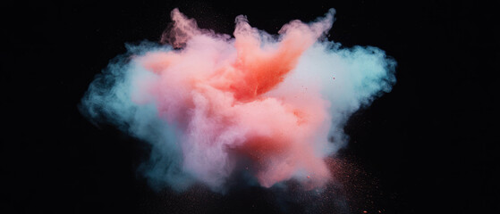 Dynamic dust cloud with vibrant colors and motion blur on a dark background