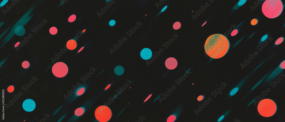 Poster vibrant overlay texture featuring colorful dots on a black background for dynamic visual appeal