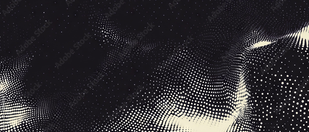 Poster Dot texture overlay creating a dimensional effect against a black background