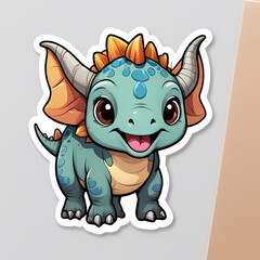 Fototapeta premium Cute Cartoon Blue Dragon with a Cheerful Expression Perfect for Animal Stickers