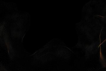 Abstract 3D Golden Grid Wave Flows Gracefully Across a Dark Background