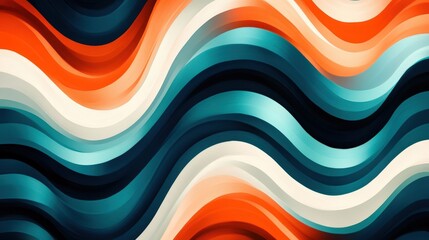 Vibrant psychedelic flowing patterns in orange, blue, teal, and white against a dark background, ideal for dance music album cover or party promotion with 70s and 80s retro inspiration