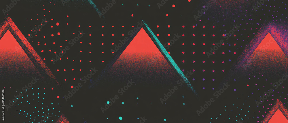 Poster Geometric dot texture pattern with triangles on a black background creating a modern design