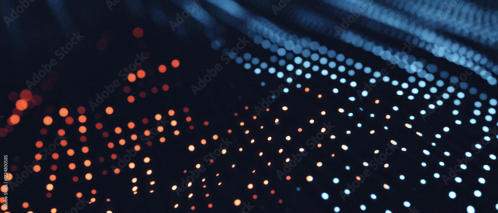 Poster Dot texture patterned overlay with structured appearance on a dark background