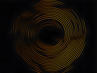 Abstract Golden Circular Lines Form a Swirling Pattern on a Dark Background.