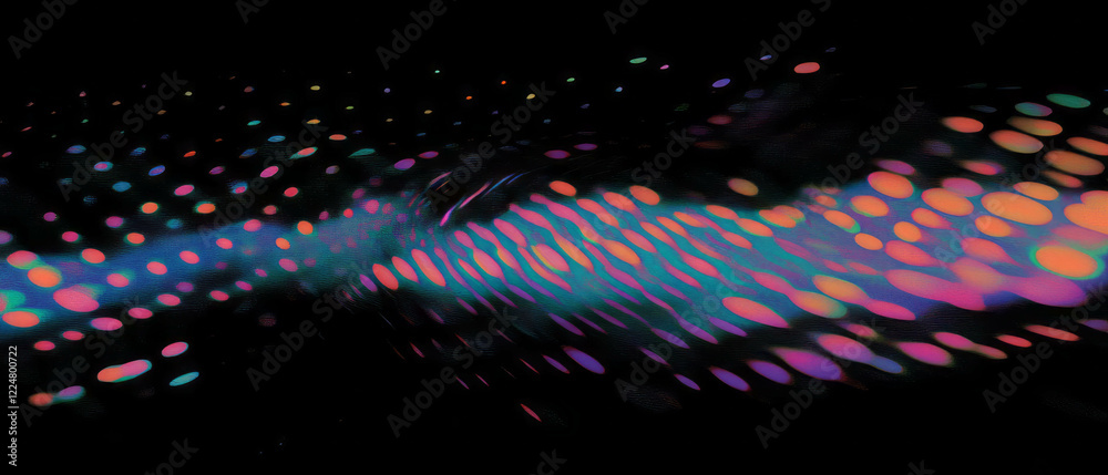 Poster dynamic dot texture overlay with energetic movement against a black background