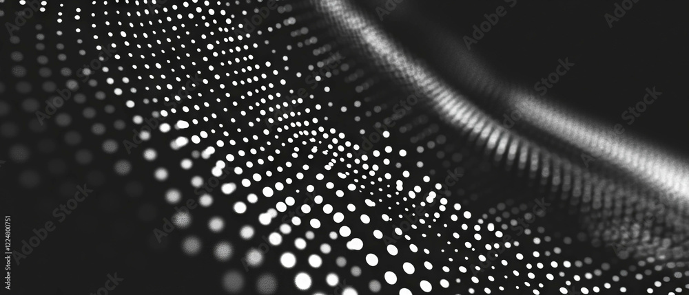 Poster dynamic dot texture with energetic movement on a black background creates captivating visuals