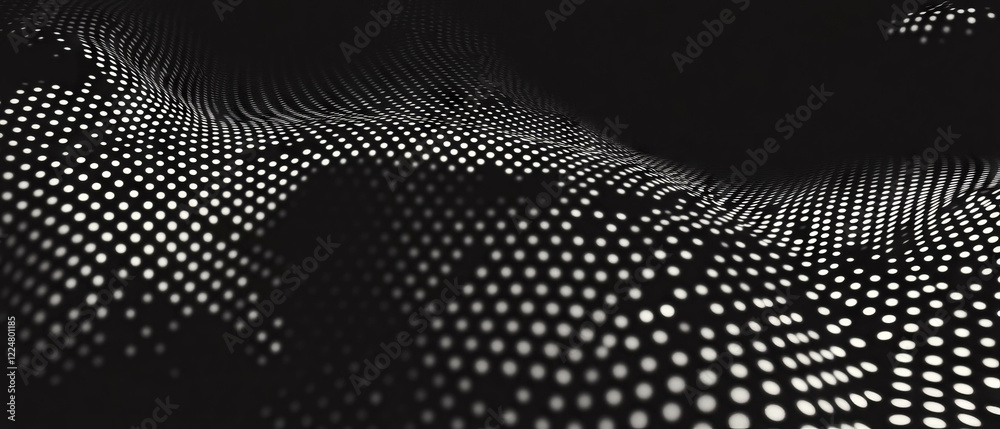 Poster Dot texture overlay with large dots on a bold pattern against a black background