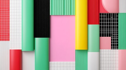 Abstract Geometric Composition with Vivid Colors and Textures for Modern Design Projects and Backgrounds