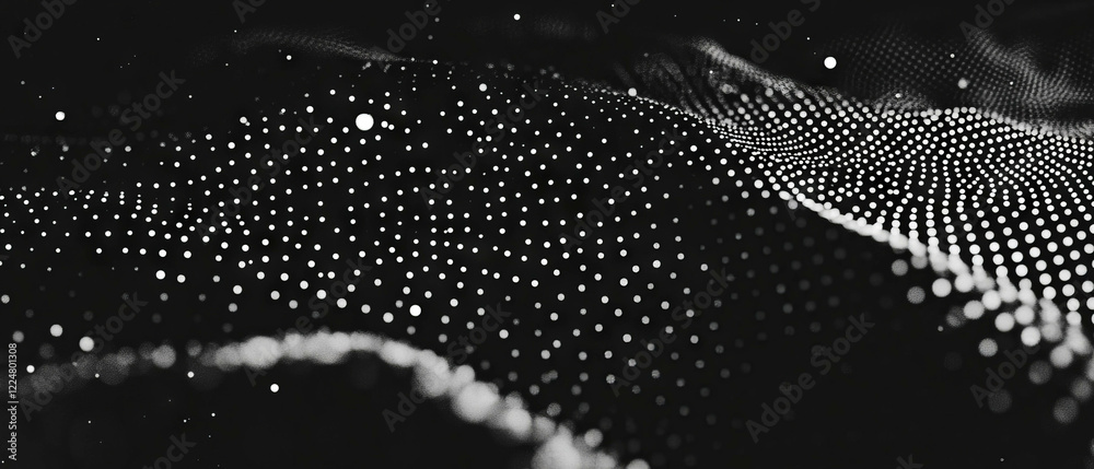 Poster Overlay texture with dot patterns and grainy noise effect on black background creates a vintage look