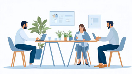 Teamwork: Professionals Collaborating on a Project in a Modern Office Setting