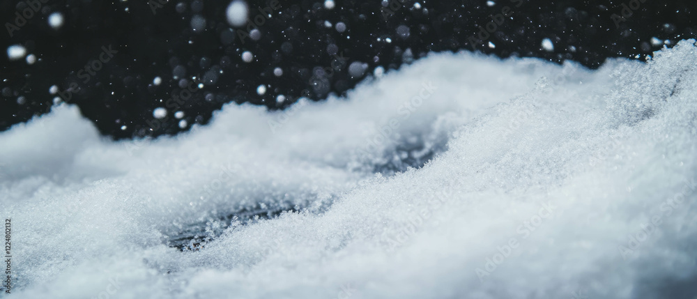 Poster Swirling snow patterns drift against a dark background in a mesmerizing display