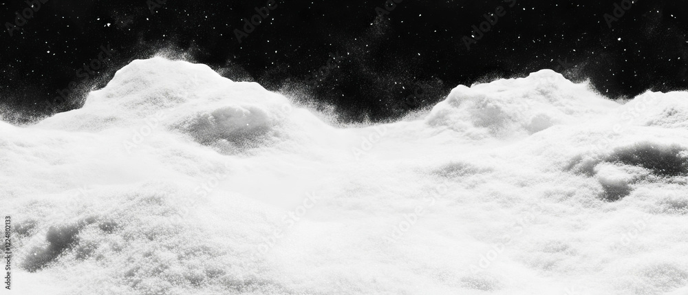 Poster drifting snow creates intricate windblown patterns against a dark background