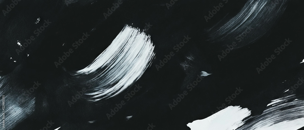 Poster dry brush watercolor texture with empty center and textured strokes on black background