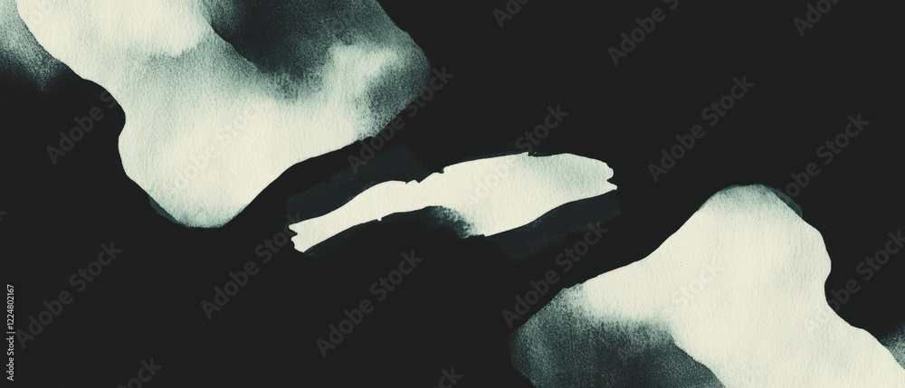 Poster strokes of dry brush watercolor on a textured black background creating visual depth and contrast