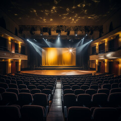 kino, theater, film, bildschirm, auditorium, ausgehöhlt, bühne, seat, drapiert, diele, rot, stuhl, innenausstattung, aufzeigen, unterhaltung, konzert, präsentation, raum, bestuhlung, audience, play, e