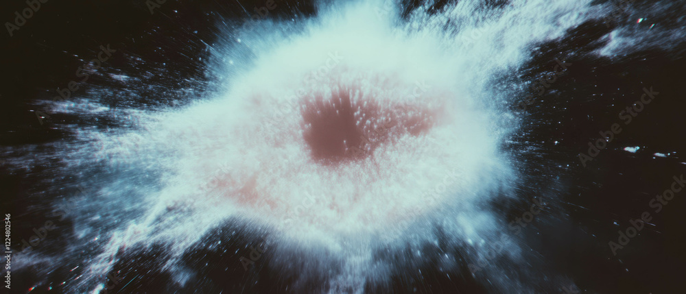 Poster Dust motes with light leaks create a striking retro texture on a dark background