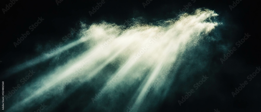 Poster dust particles with light rays creating a vintage feel on a black background
