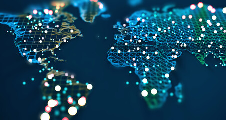 Mapa del mundo y redes. Ilustración en 3D y concepto de logística internacional de acuerdos y negocios internacionales. Redes y empresas alrededor del mundo.