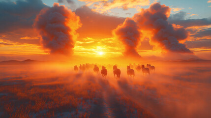 Obraz premium Wild Horses at Twilight