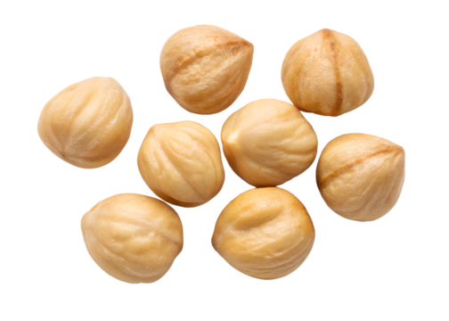 peeled hazelnut isolated set on transparent background png