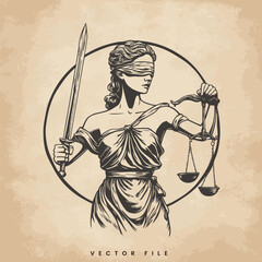 Lady Justice Holding a Sword and Scales in Her Hands
