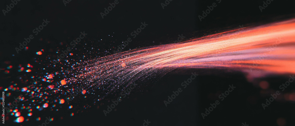 Poster Visual representation of fast data streams flowing toward a central point with spark nodes