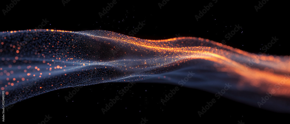 Poster Visual representation of fast data streams flowing as bright spark nodes against a dark background