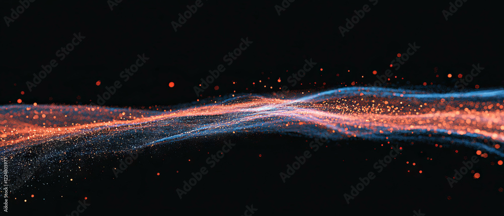 Poster Fast-moving dancing sparks create dynamic patterns on a dark backdrop