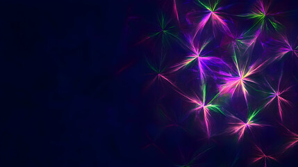 Abstract Background with Glowing Neon Flowers and Copy Space