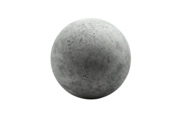 A minimalist concrete sphere resting on a smooth surface, reflecting soft ambient light in a serene environment isolated on transparent background