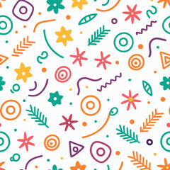 Colorful floral and geometric seamless pattern. (13)