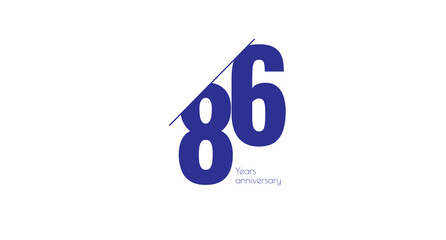 86 Years Anniversary Celebration Card. Minimalist Design Celebrating Eighty-Six Years Anniversary.