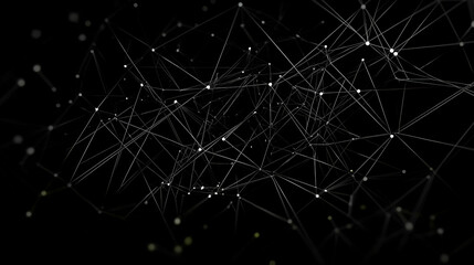 Abstract 3D Network Connecting Lines and Dots Elegantly on a Dark Background