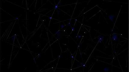 Abstract Background Creates a Network of Lines and Glowing Dots with Dark Background Beautifully.