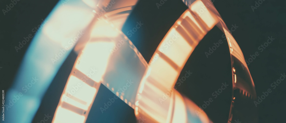 Poster overlay texture of film with light reflections in dark ambiance creating an atmospheric effect