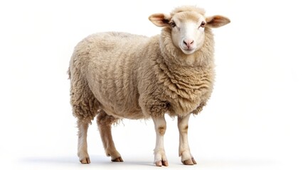 Domestic Sheep on White Background