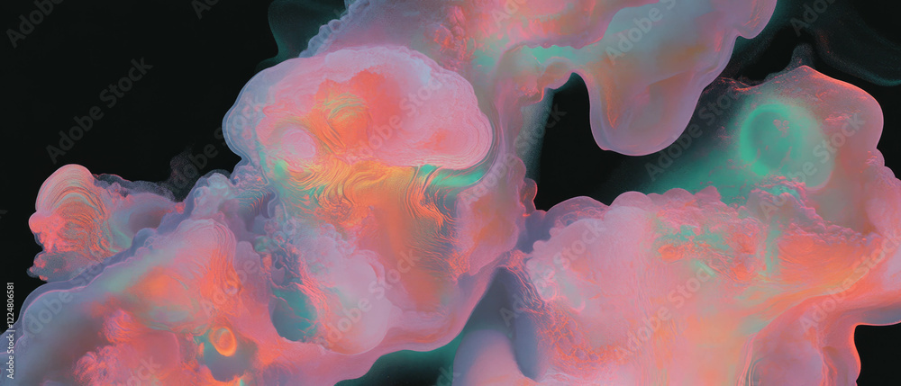 Aufkleber Fractal overlay texture with vibrant colors and abstract patterns on a dark background