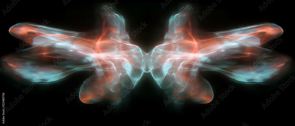 Aufkleber Exploring the depth of dark fractal textures with mysterious overlays in vivid colors