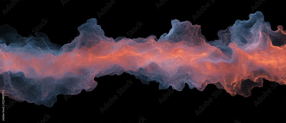 Poster Fractal texture with fiery colors and dynamic burning effect against a dark background