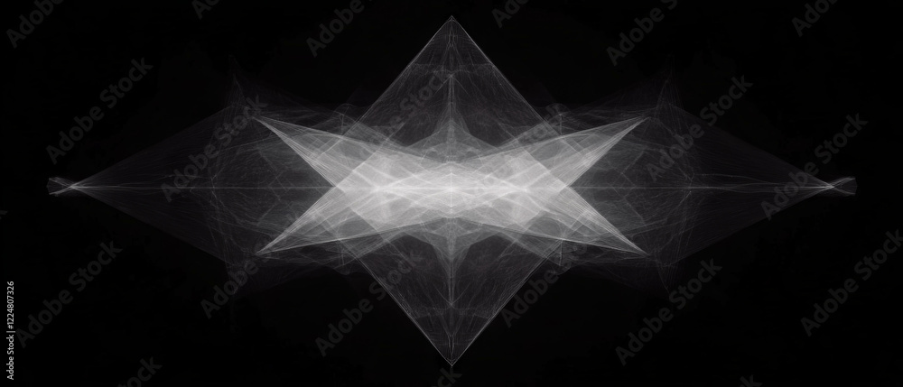 Poster fractal overlay creates stunning geometric shapes on a black background showcasing mathematical art