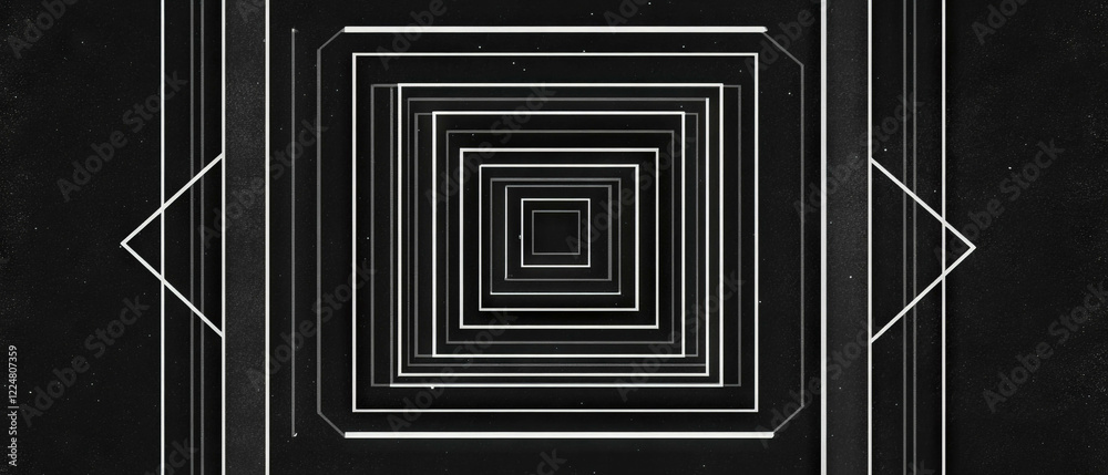 Aufkleber exploring the symmetrical beauty of fractals with geometric patterns on a dark background