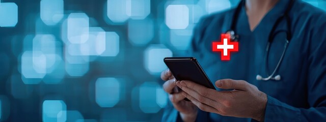 Medical Professional Using Smartphone for Healthcare Access