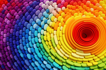 3D Rendering of Colorful Rainbow Circles Background