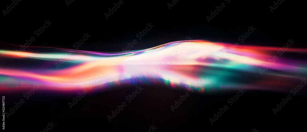 Fototapete intricate fractal texture with radiant light and translucent layers on a dark background