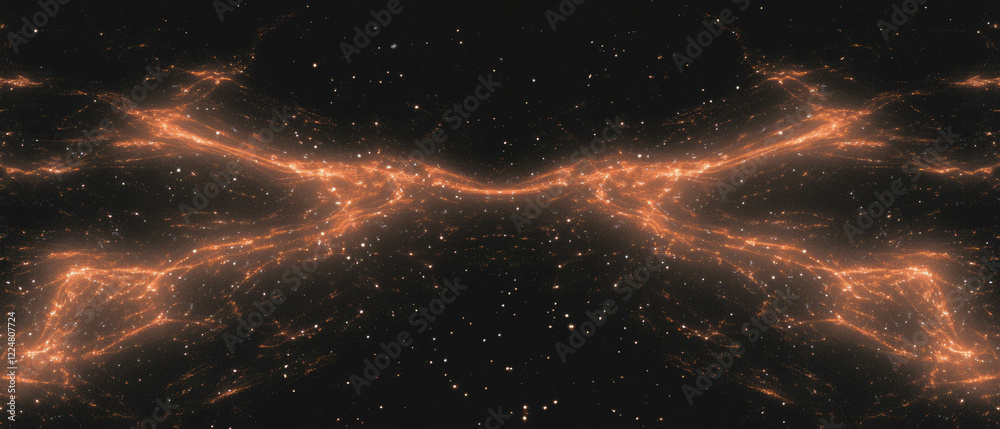 Poster Fractal overlay texture glowing with light on a dark background creates a mesmerizing effect