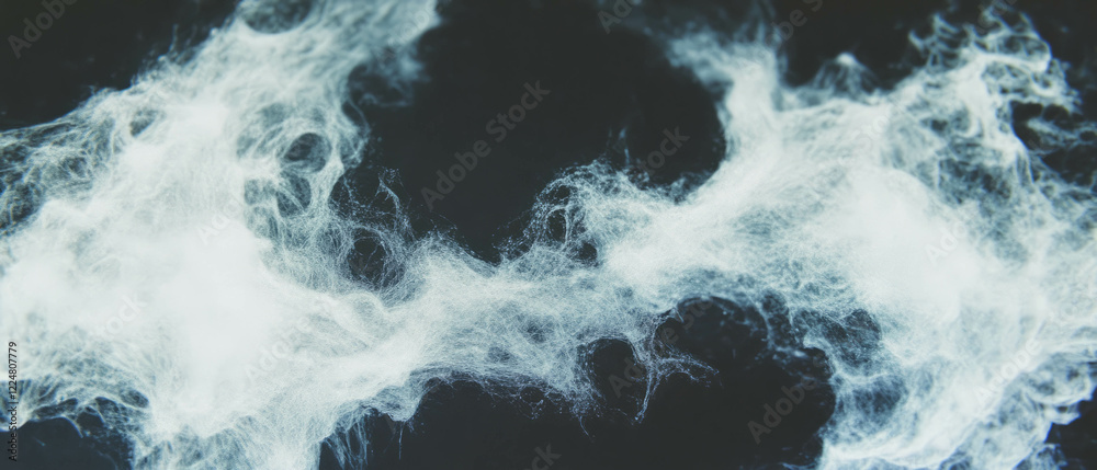 Poster overlay texture of fractal design creates a gentle contrast against black background